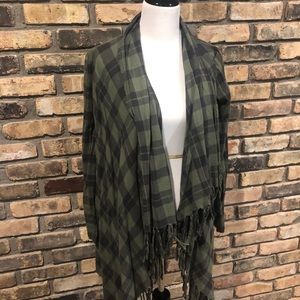 Fringe Plaid Cardigan